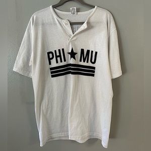White Phi Mu Baseball t-shirt Size L Kickin’ It For The Kids